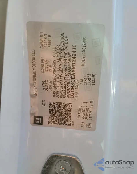 2021 Chevrolet Colorado Lt from USA, damaged, VIN 1GCHSCEAXM1242410